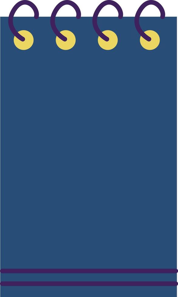 Small blue notebook, illustration, vector, on a white background. vector