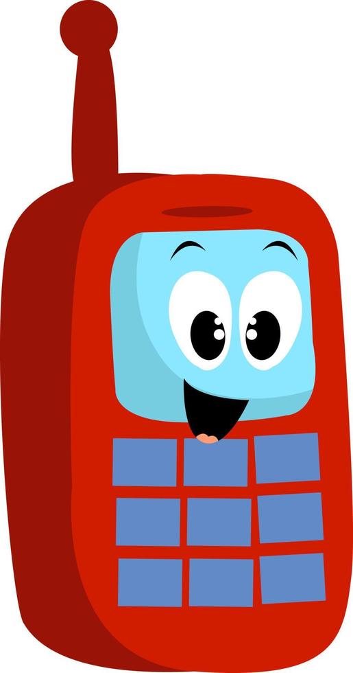 Smiling phone, illustration, vector on white background.