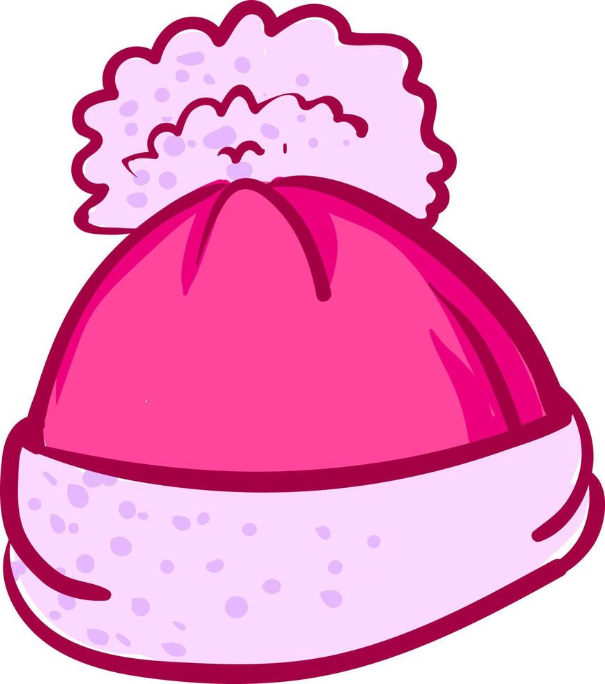 Pink winter hat, illustration, vector on white background.