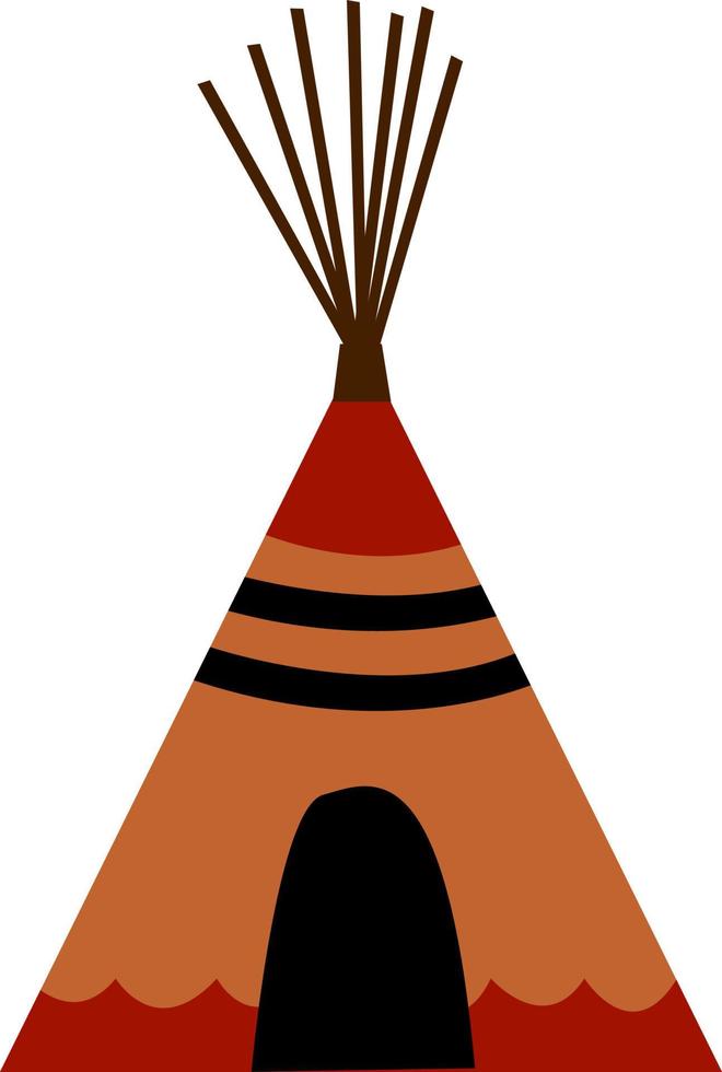 Indian wigwam, illustration, vector on white background.