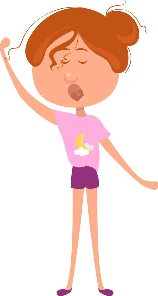 Girl in sleep clothes,illustration,vector on white background vector