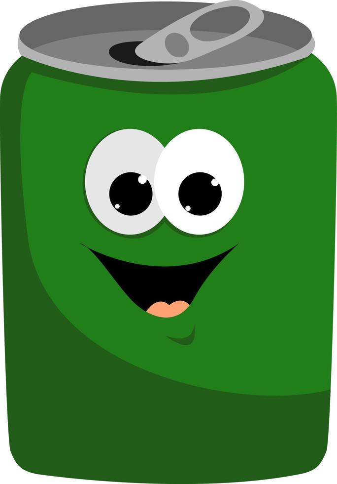 Green can, illustration, vector on white background.