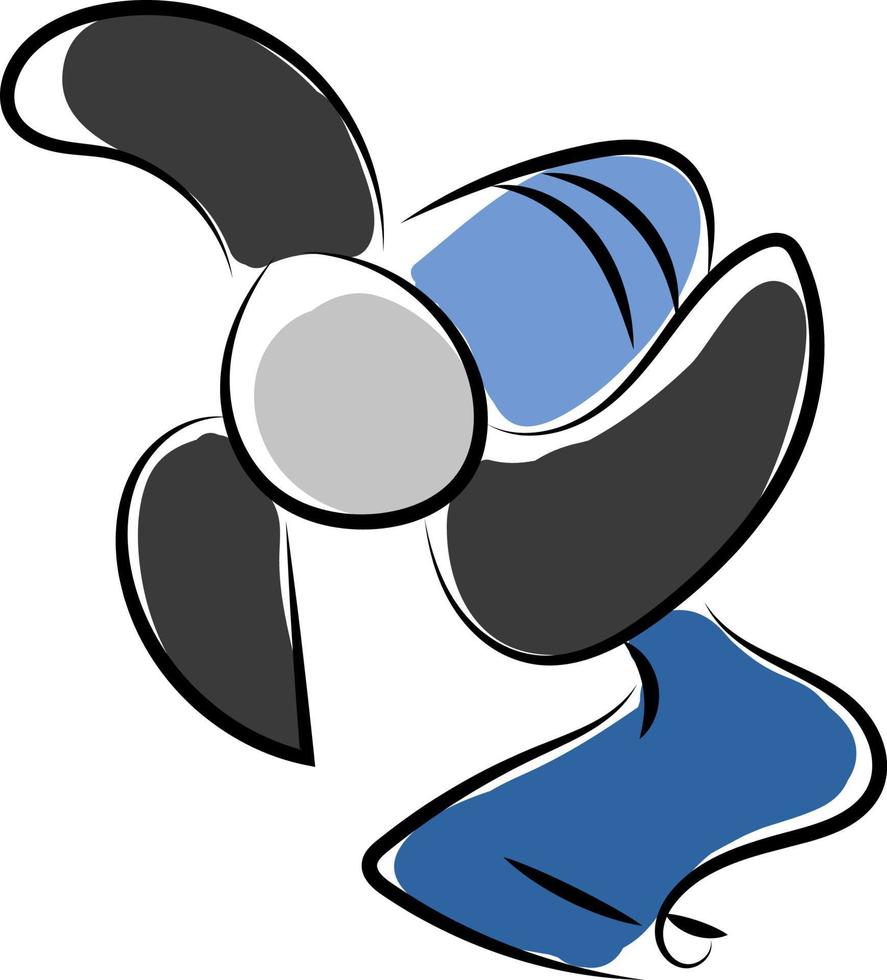 Pequeño ventilador azul, ilustración, vector sobre fondo blanco.