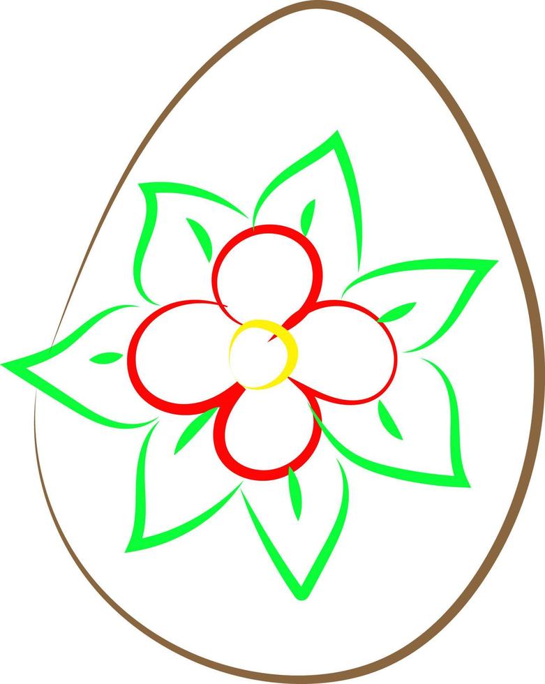 huevo de pascua con flor, ilustración, vector sobre fondo blanco.