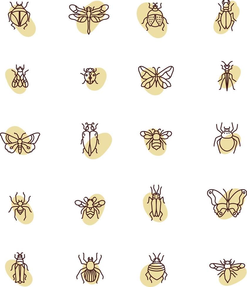 Types of bugs, illustration, vector, on a white background. vector