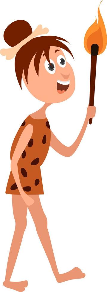 Cavewoman, illustration, vector on white background