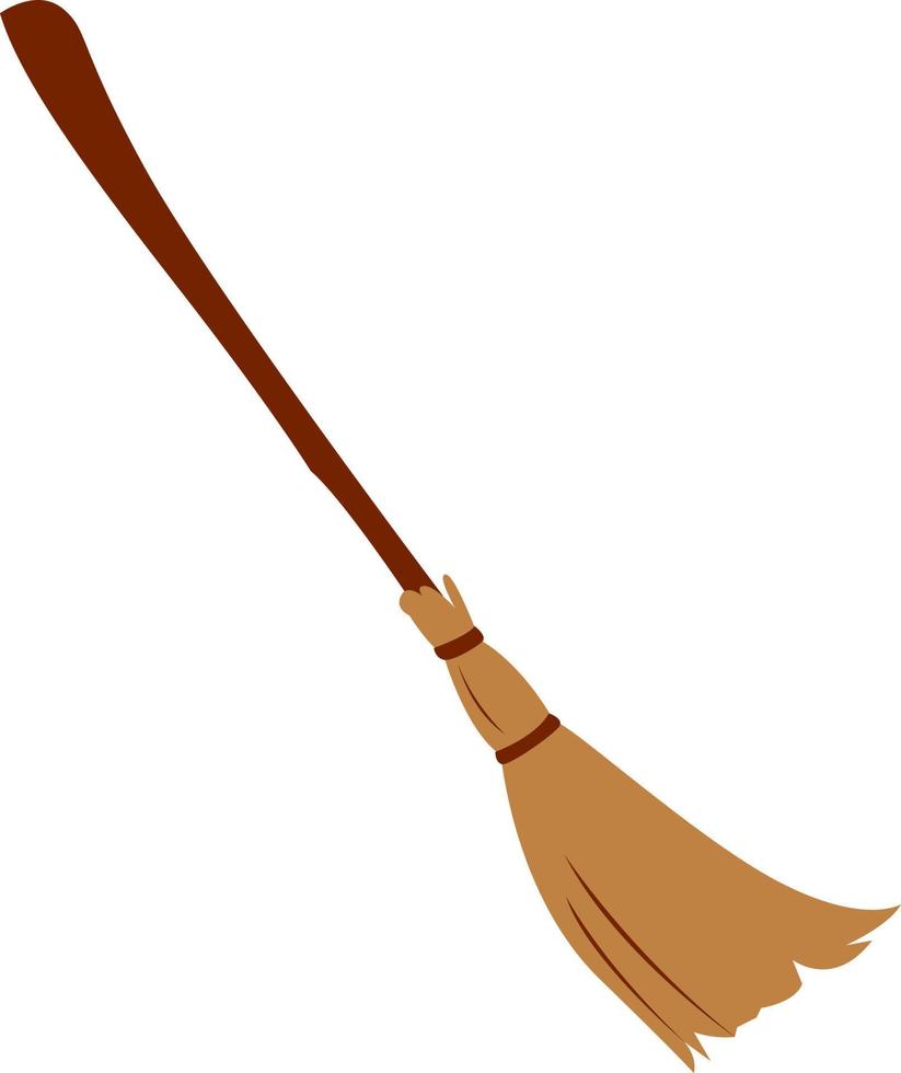 Broom, illustration, vector on white background.