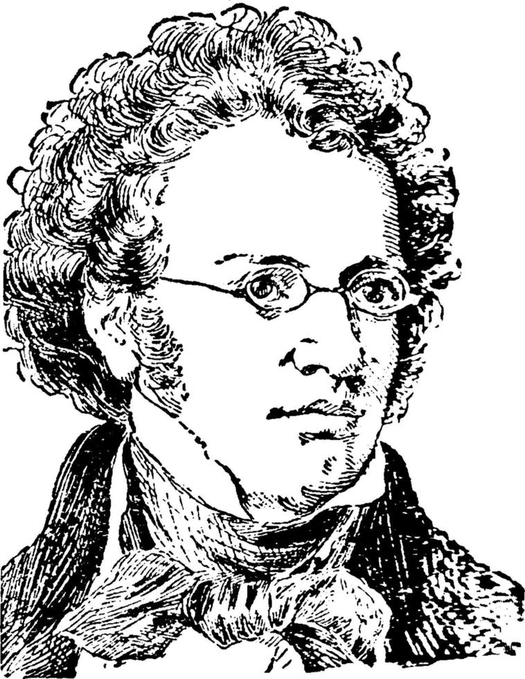 franz schubert, ilustración de la vendimia vector