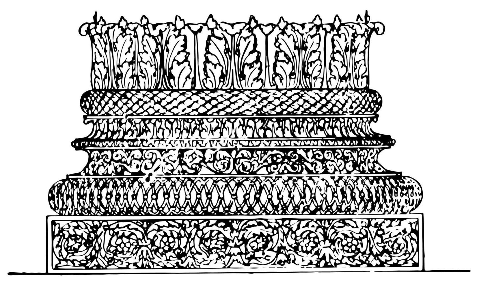 base corintia, en el baptisterio de constantino, grabado antiguo. vector