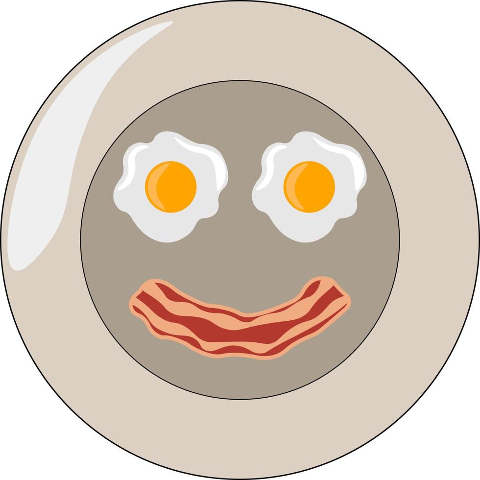 Bacon and egg, illustration, vector on white background.