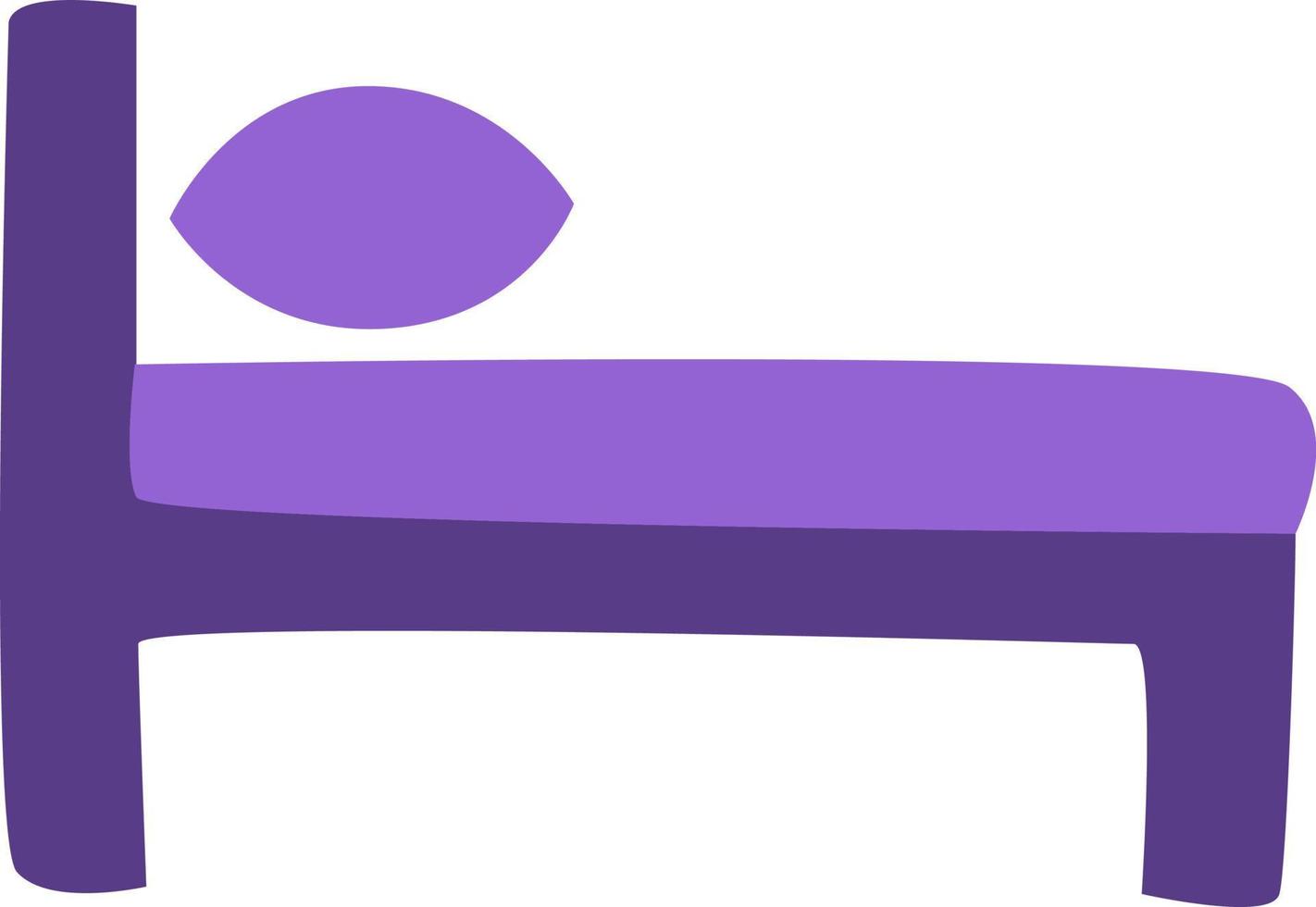 cama de hotel púrpura, ilustración, vector, sobre un fondo blanco. vector