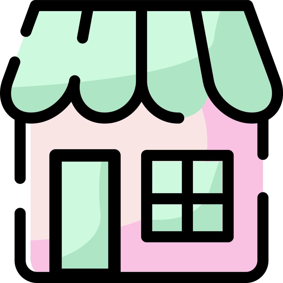 Pink bakery shop, illustration, vector on a white background.