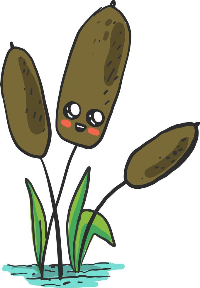 Cute reeds , illustration, vector on white background