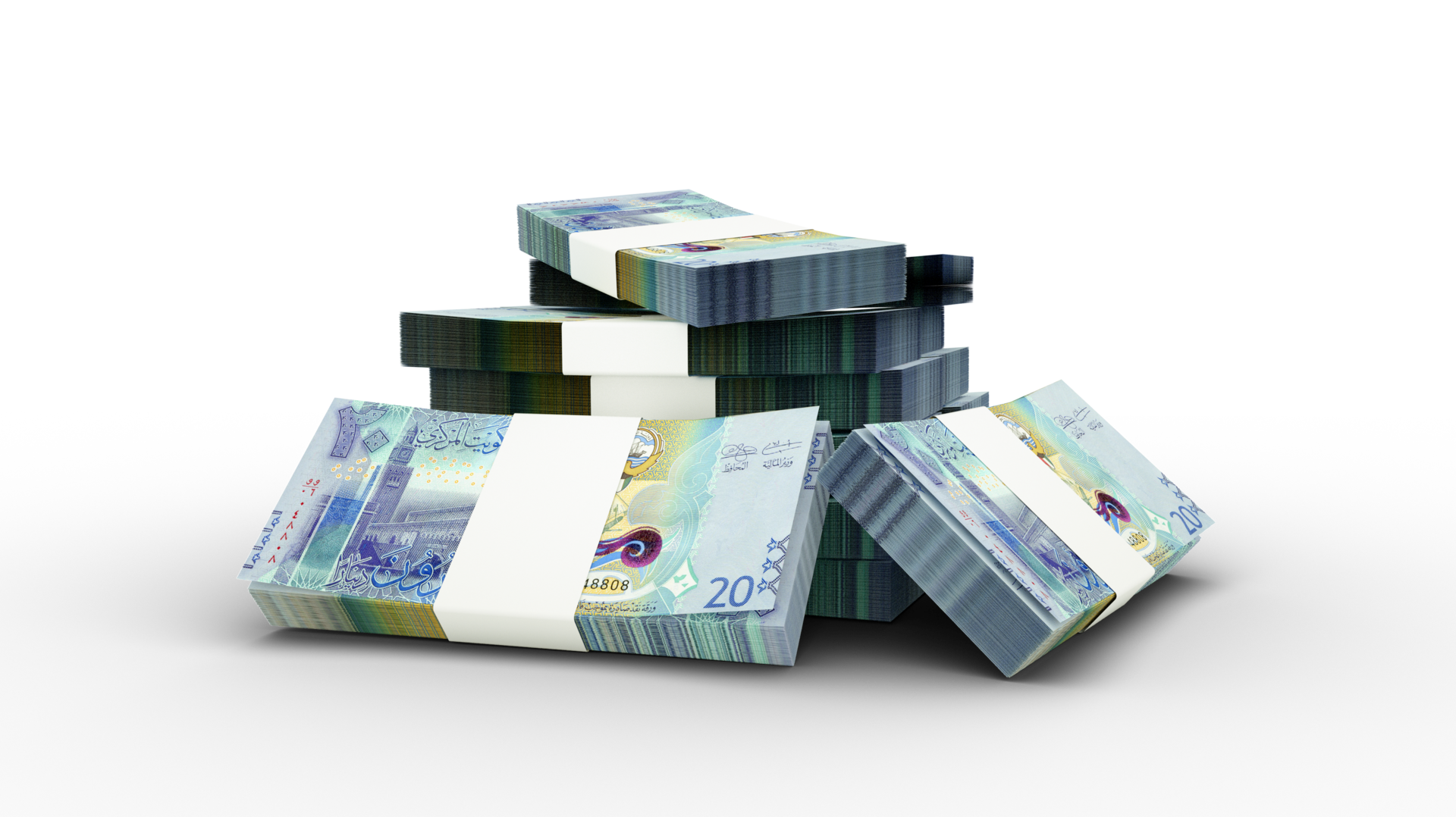 3d Rendering Of Stack Of Kuwaiti Dinar Notes Bundles Of Kuwaiti 