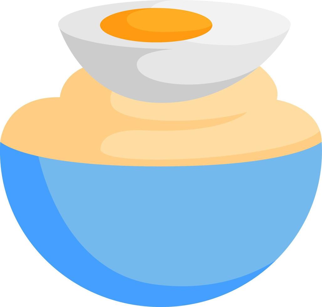 Mayonnaise in bowl, illustration, vector on white background.