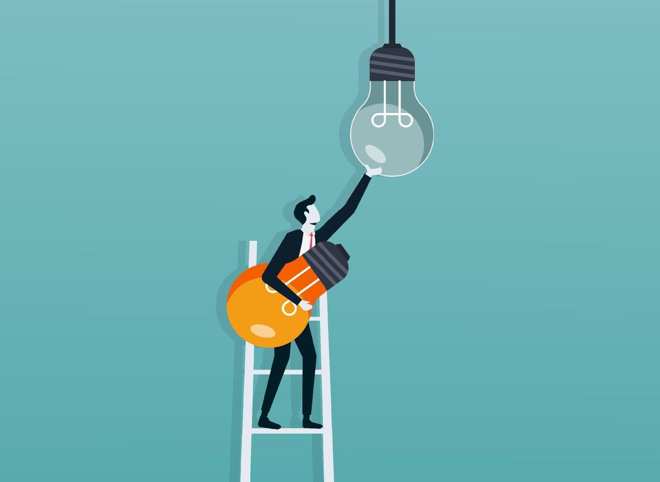 Businessman with bulb lights. change to new innovation concept for success. vector