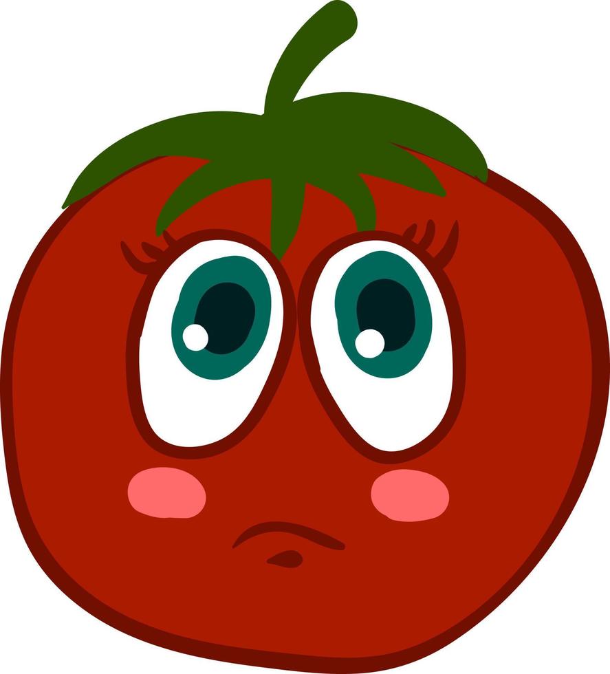 Sad tomato, illustration, vector on white background