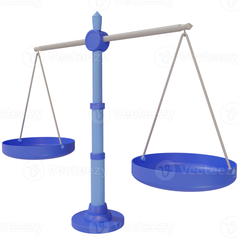 3d justice scale cartoon, unbalanced scale png