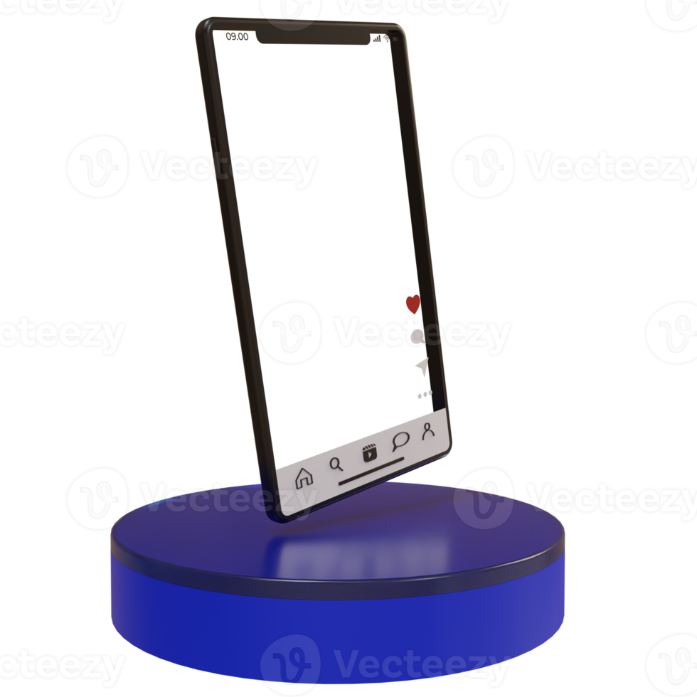 3d render transparent smartphone frame for live streaming via social media applications png