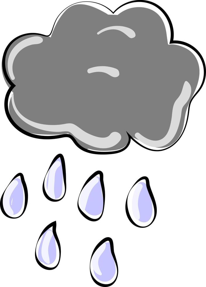 Lluvia de nube, ilustración, vector sobre fondo blanco.