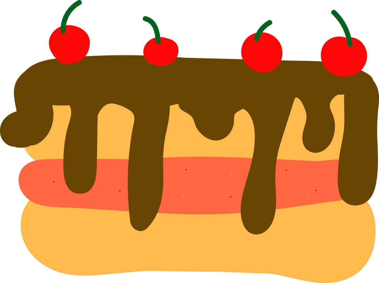 Cherry cake, illustration, vector on white background.