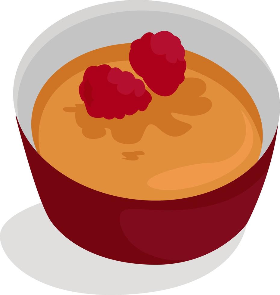 crema brulée, ilustración, vector sobre fondo blanco