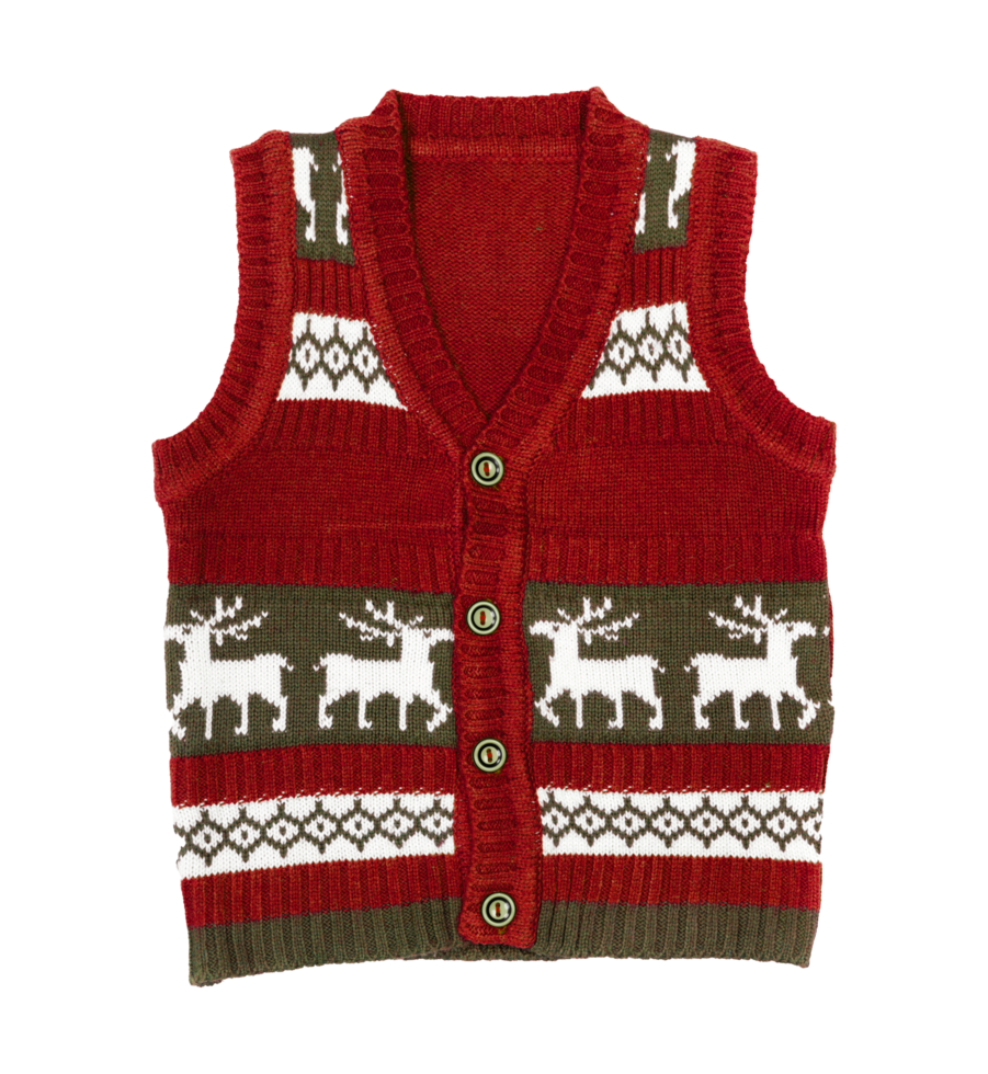 knitted vest with a Christmas ornament png