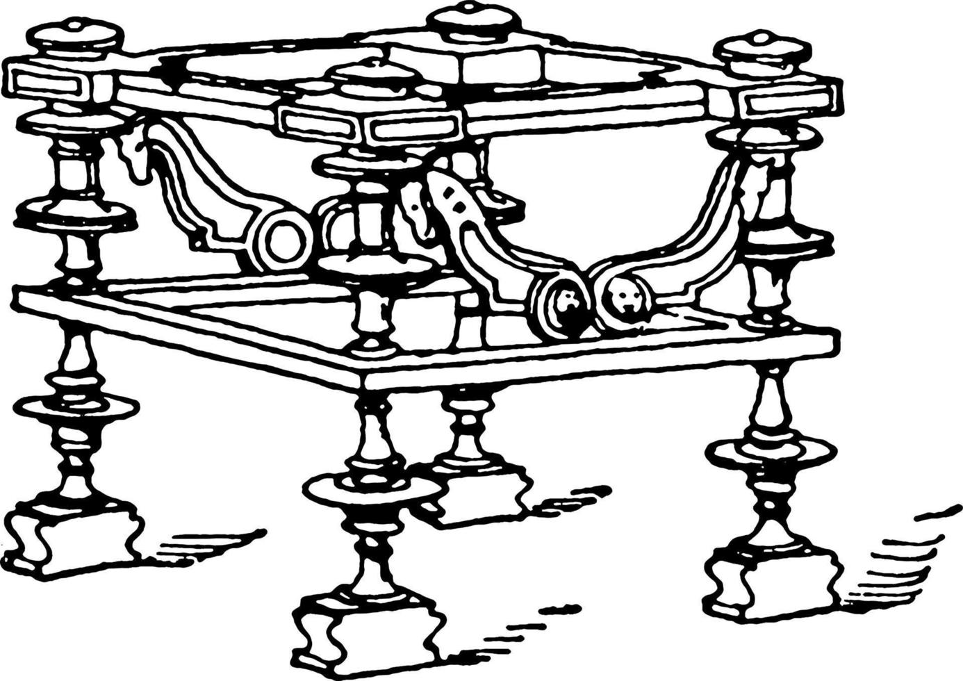Roman Bisellium Stool or Roman Double Stool, vintage illustration. vector