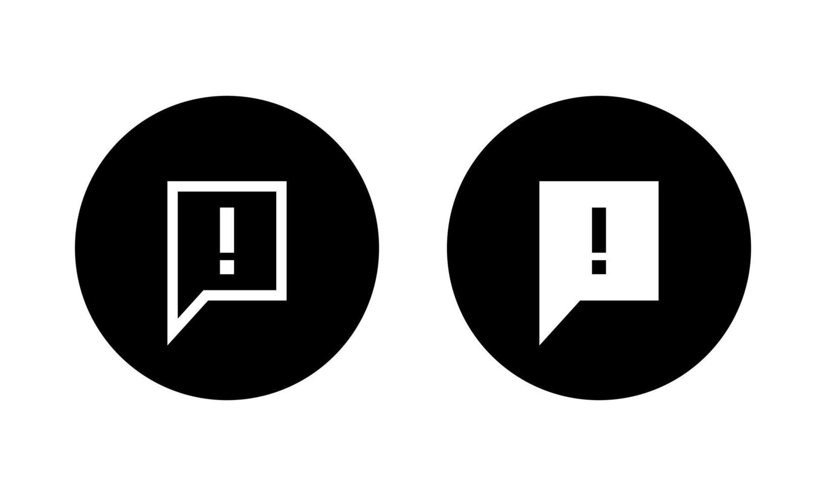 Send feedback icon vector. Exclamation mark on speech