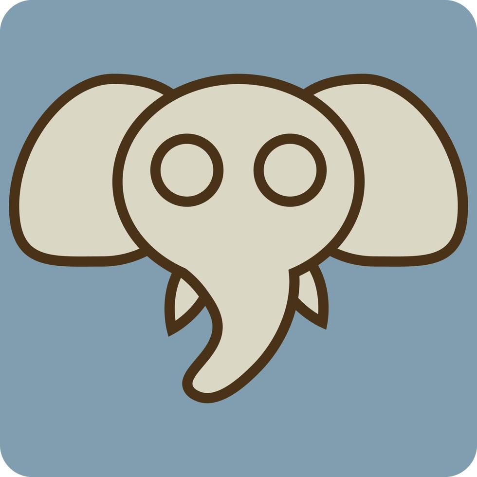 Brown elephant head, illustration, vector, on a white background. vector