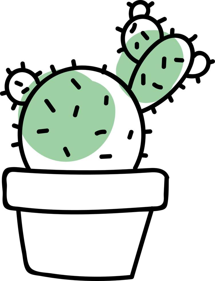 Potted cactus, illustration, vector on white background.