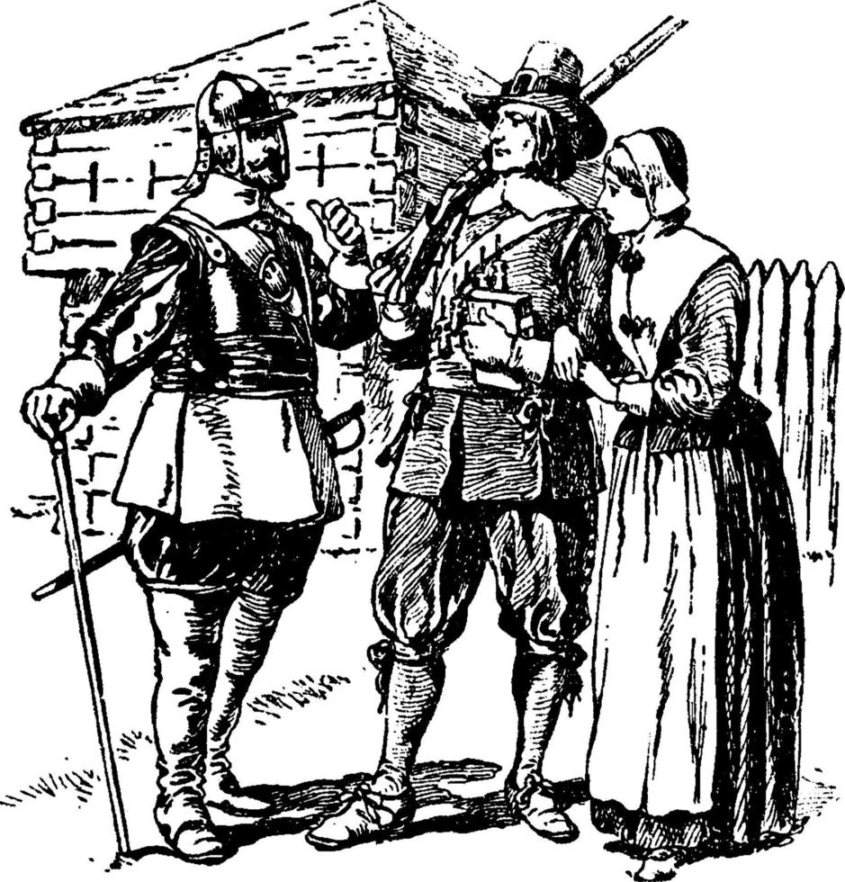 Puritans vintage illustration vector