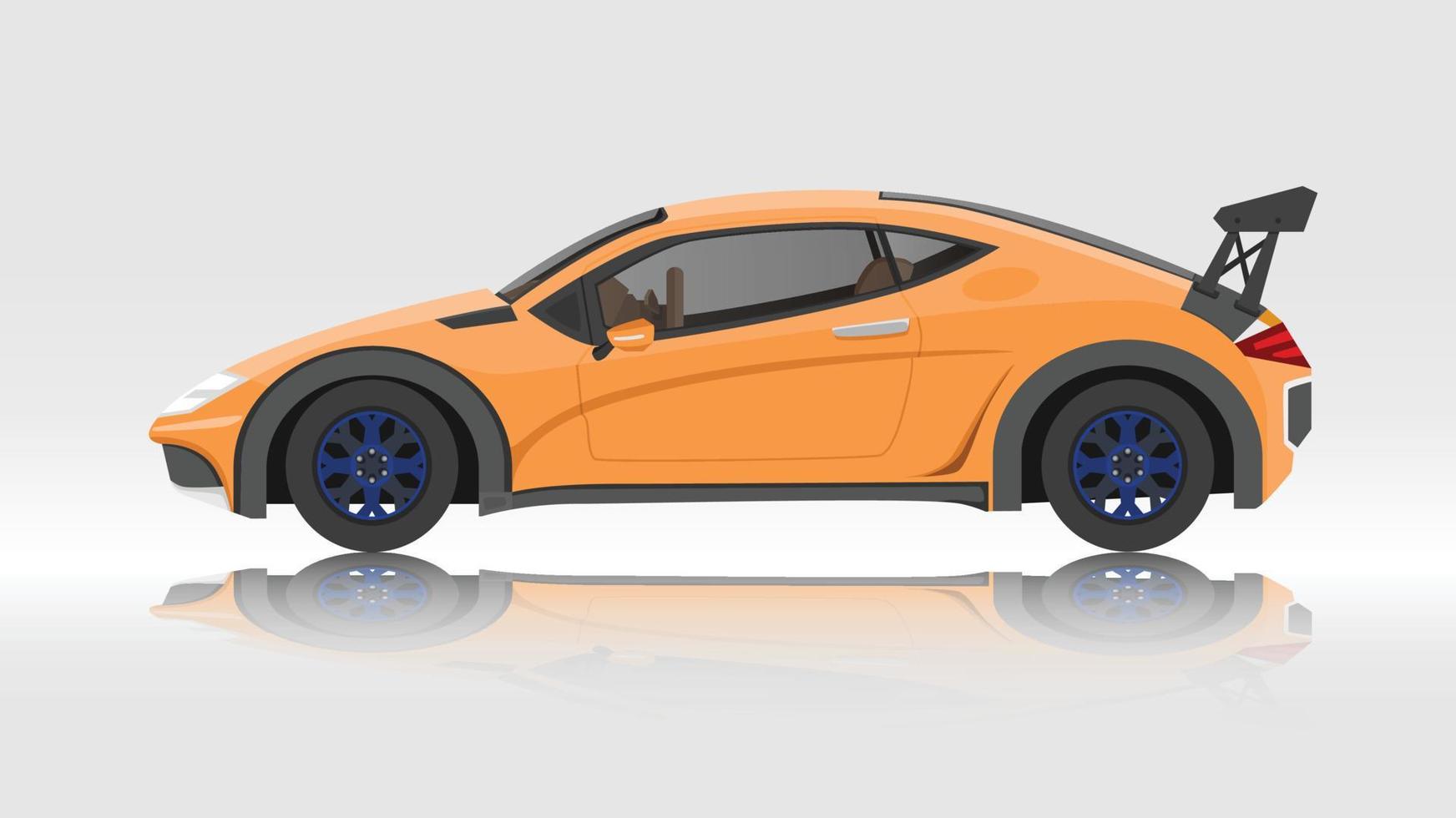 vector o ilustrador del modelo deportivo color naranja. con pantalla de coche shardow.