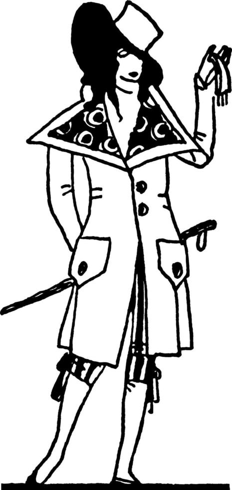 hombre de pie, ilustración vintage vector
