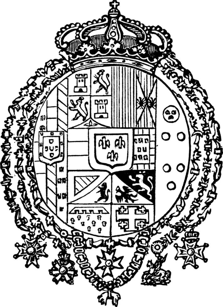 The Great Seal of Two Sicilies, vintage illustration vector