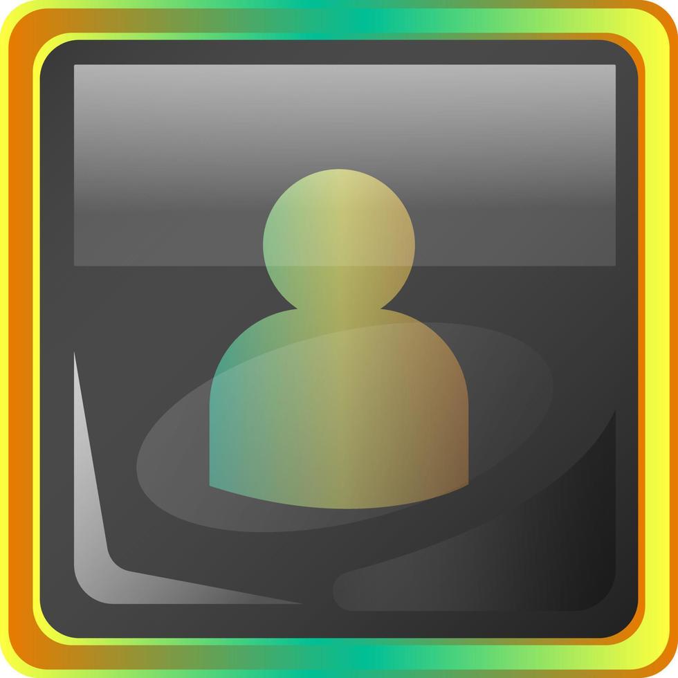 ilustración de icono de vector cuadrado gris avatar con detalles amarillos y verdes sobre fondo blanco