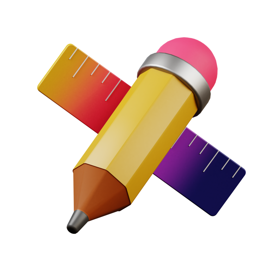 3d illustration of pencil school education icon png