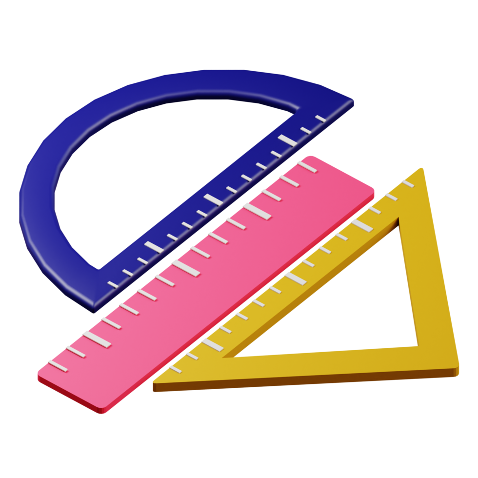 3d illustration de l'icône de l'éducation scolaire règle png