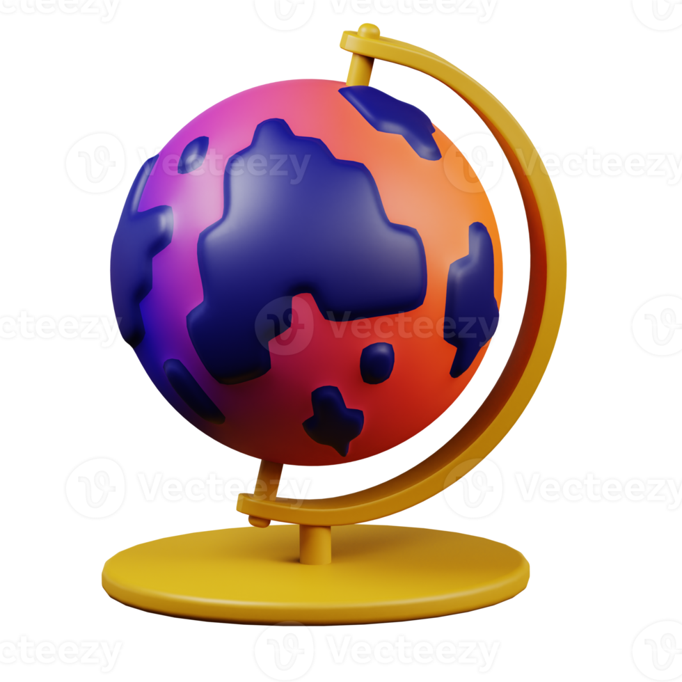 3d illustration of globe school classroom icon png