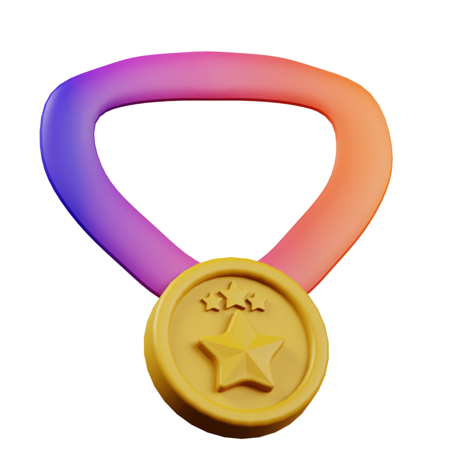 3d illustration av medalj skola utbildning ikon png