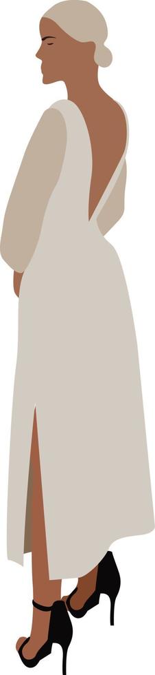 Woman in white, illustration, vector on white background.