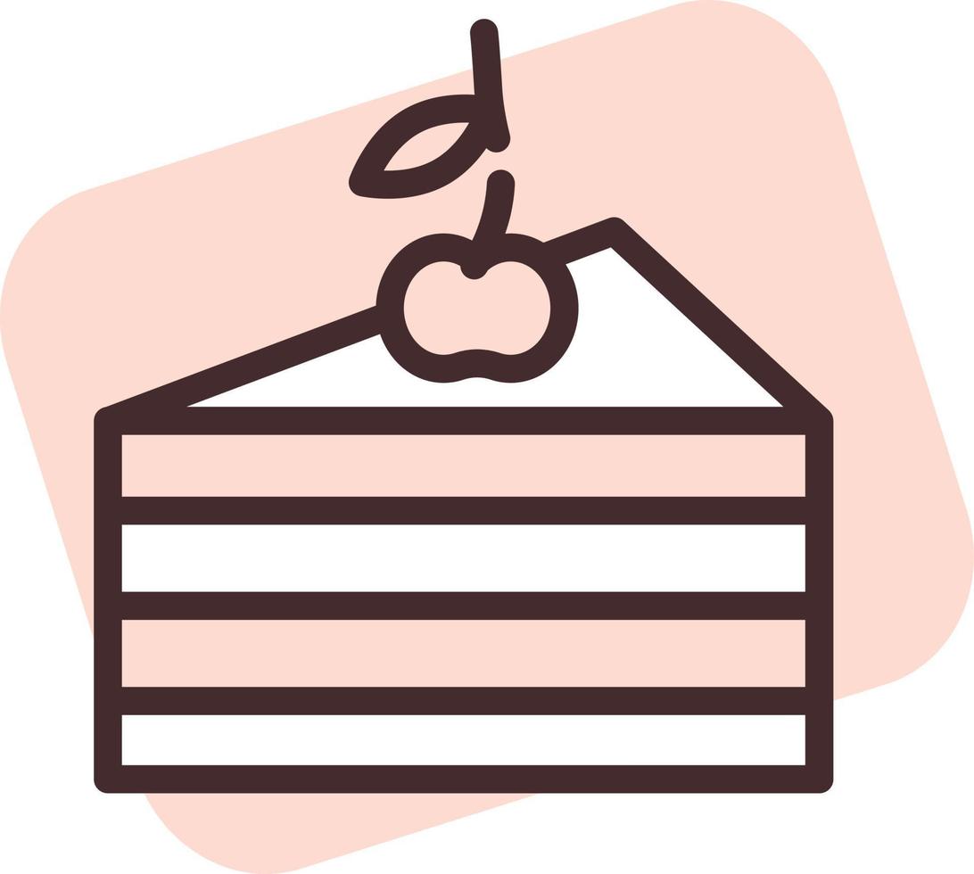 Restaurant cake slice, illustration, vector on a white background.