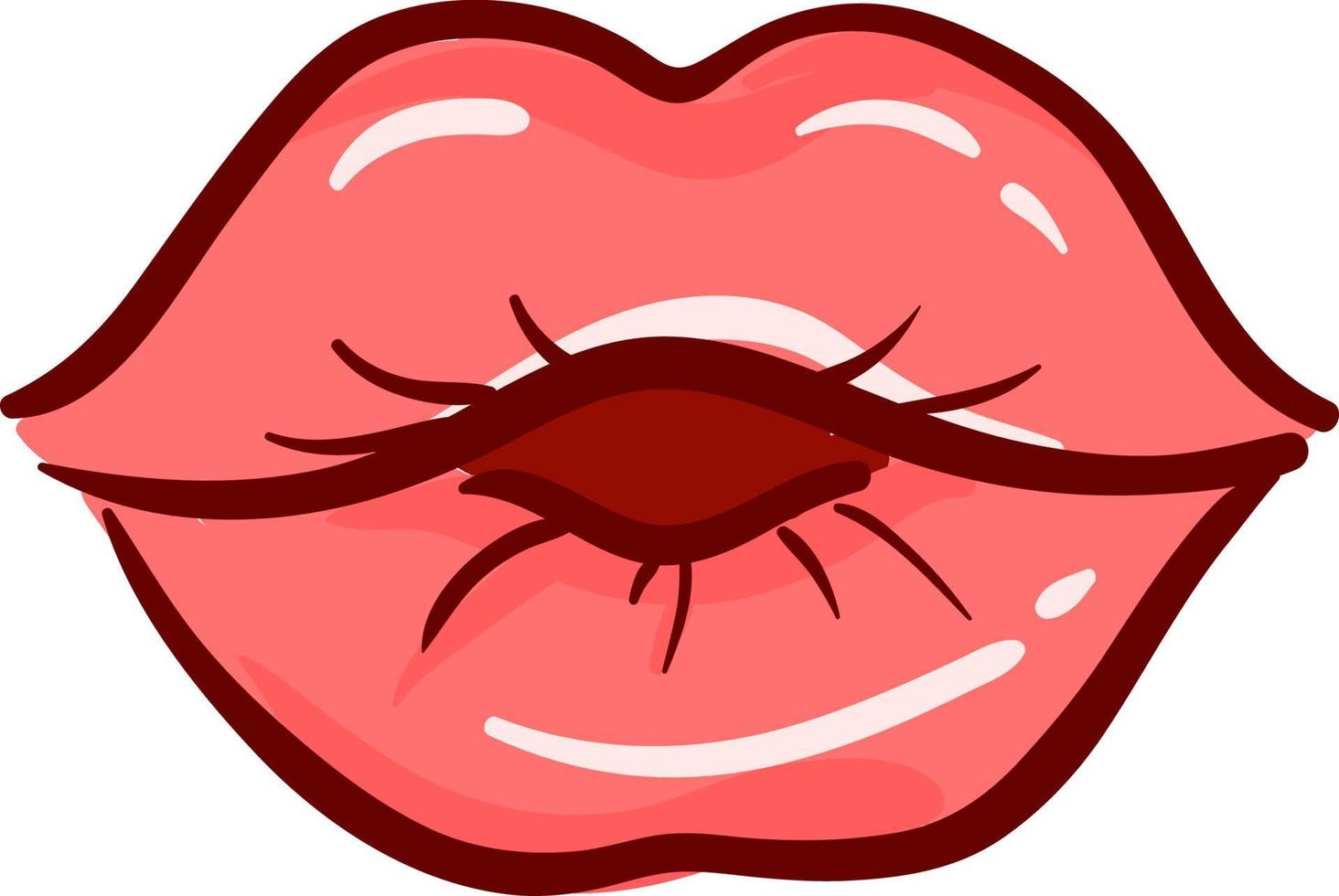 Red lips kissing, illustration, vector on white background. 13721136