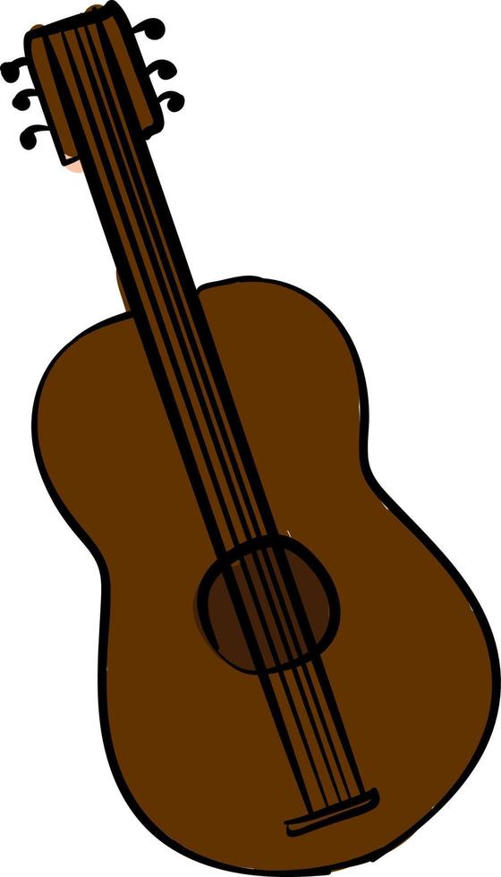 Brown guitar, illustration, vector on white background.