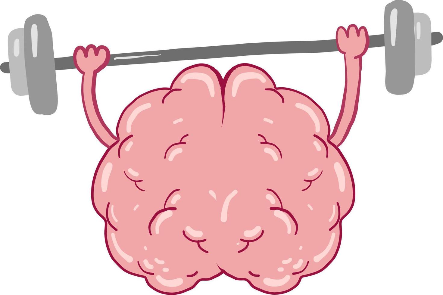 Brain in training, illustration, vector on white background.