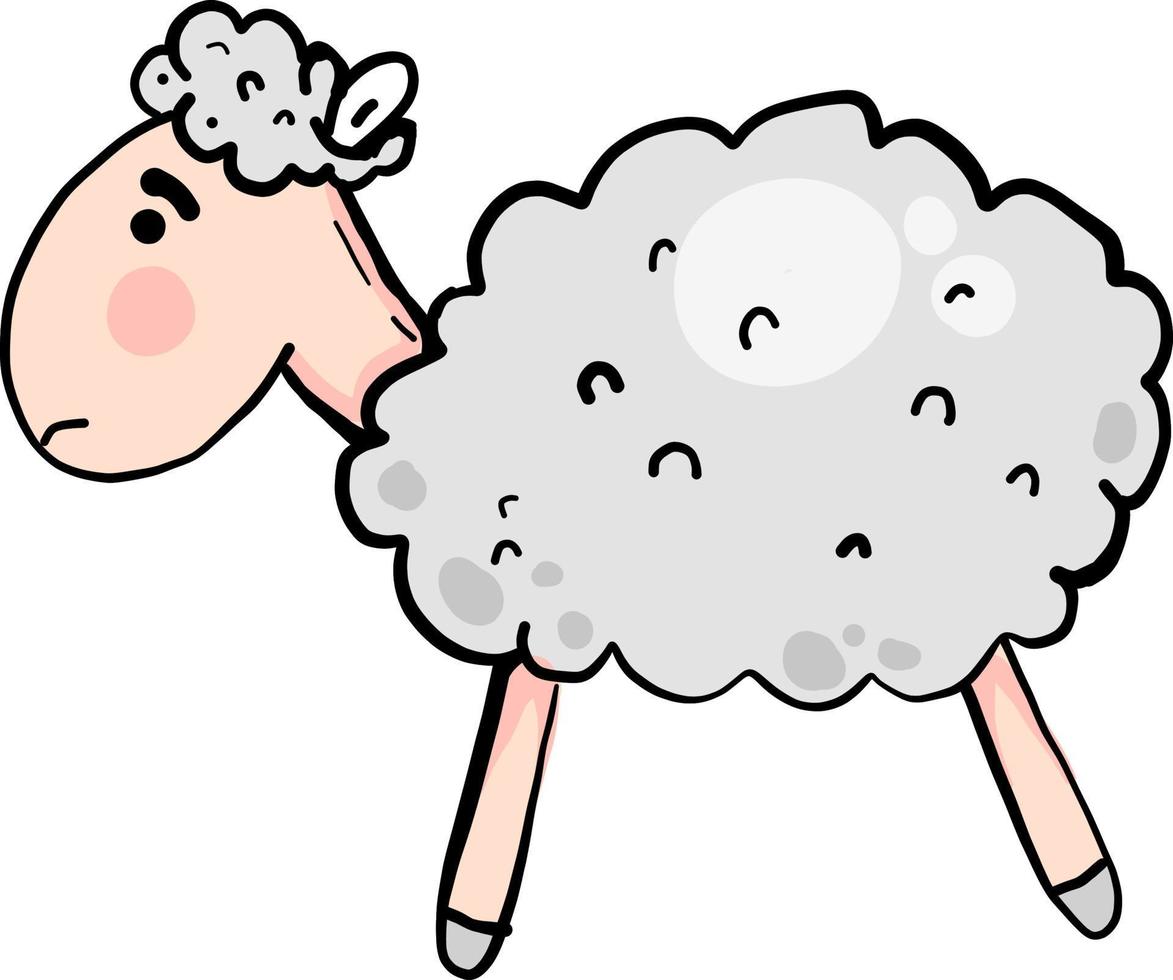 Sad sheep, illustration, vector on white background