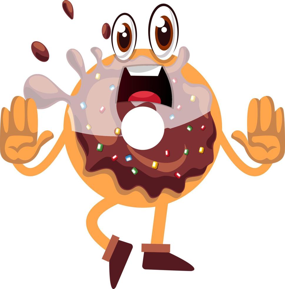 Shocked donut, illustration, vector on white background.