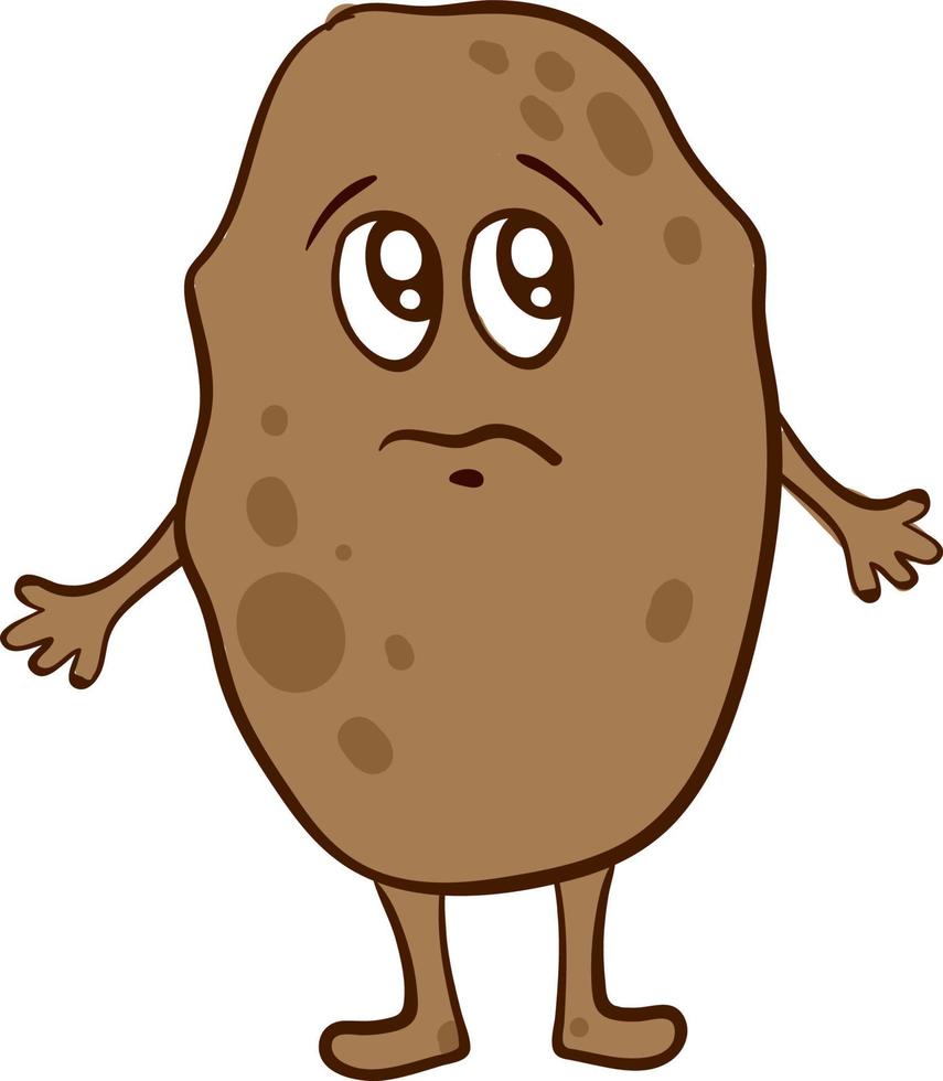 Sad little potato, illustration, vector on white background.