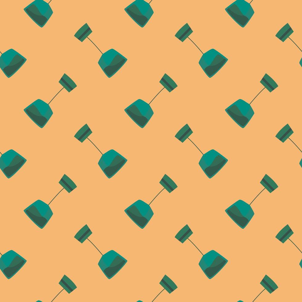 Green tea bag,seamless pattern on light orange background. vector