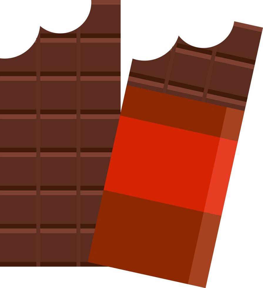 Dark chocolate bars, illustration, vector on white background.